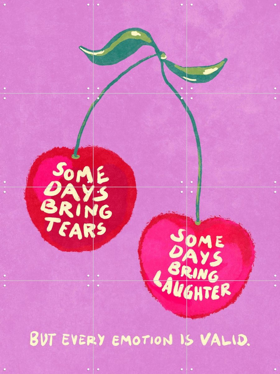 IXXI Emotional Support Cherries, Raissa Oltmanns - 60 x 80 cm - Gratis ophangtool - Grote wanddecoratie en posters - Kleurrijk, Digitale Kunst