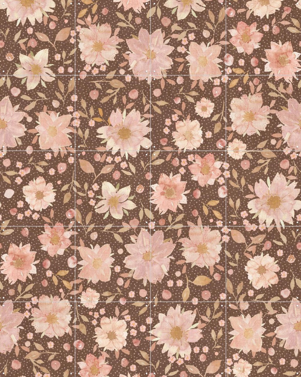 IXXI Boho Watercolour Flowers Retro Terracotta, Bloomery Decor - 80 x 100 cm - Gratis ophangtool - Grote wanddecoratie en posters - Decoratieve