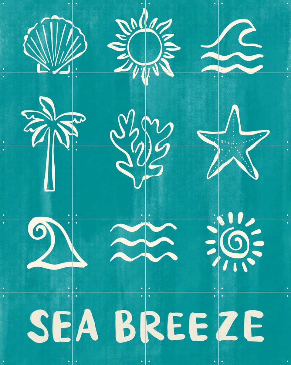 IXXI Sea Breeze, Rio Soley & Various - 80 x 100 cm - Gratis ophangtool - Grote wanddecoratie en posters - Geometrische Kunst, Decoratieve kunsten