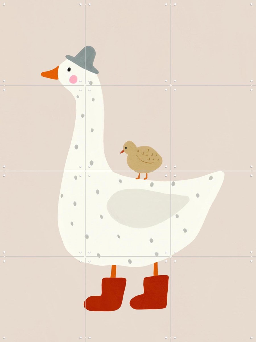 IXXI Goose and gosling, Treechild & Various - 60 x 80 cm - Gratis ophangtool - Grote wanddecoratie en posters - Illustraties, Modern, Cartoonesk