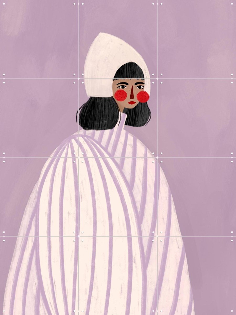 IXXI The Woman With The White Hat, Bea Müller & Various - 60 x 80 cm - Gratis ophangtool - Grote wanddecoratie en posters - Digitale Kunst