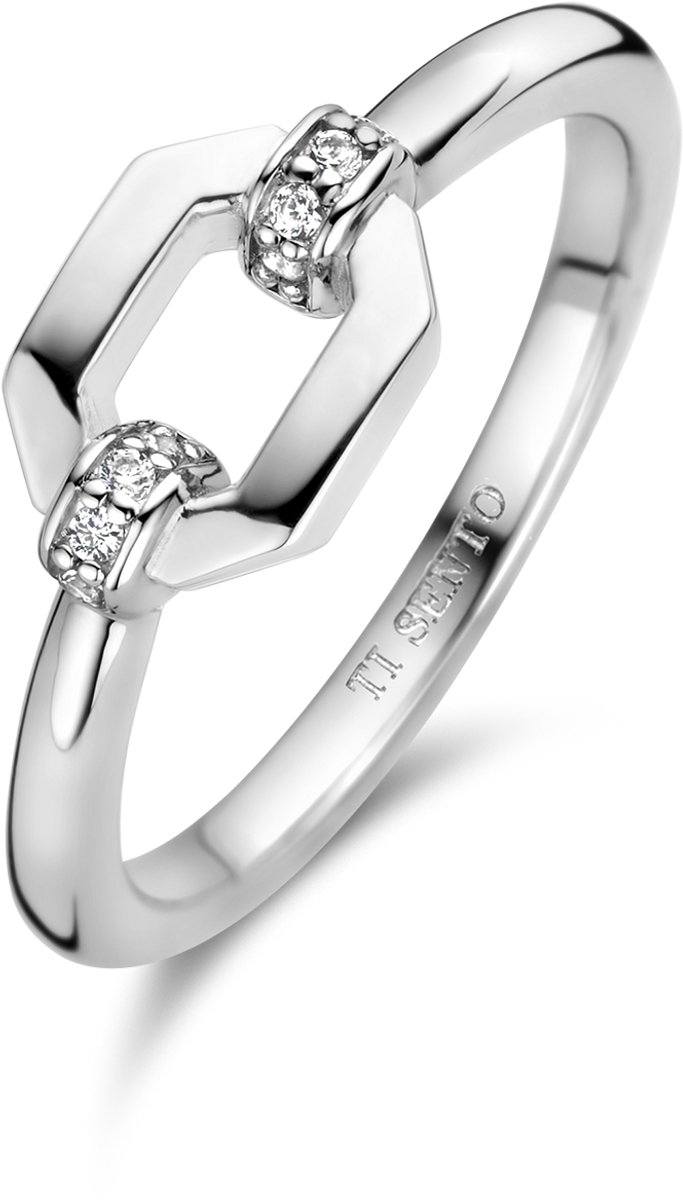TI SENTO Dames Ring - 925 zilver - Zirconia wit - Maat 17.75 mm / maat 56 - 12300ZI