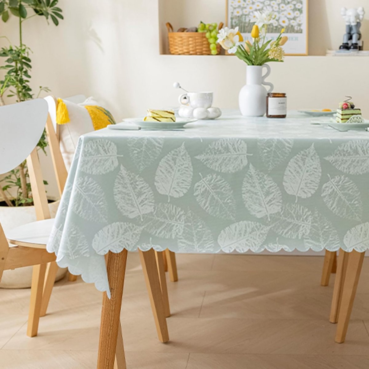 SnelShoppen - Waterdichte Polyester Tafelkleed - Wasbaar Rectangular Tafelkleed met Bladpatroon - Perfect voor Feesten, Picnics, Tuin en Keuken - Hoog