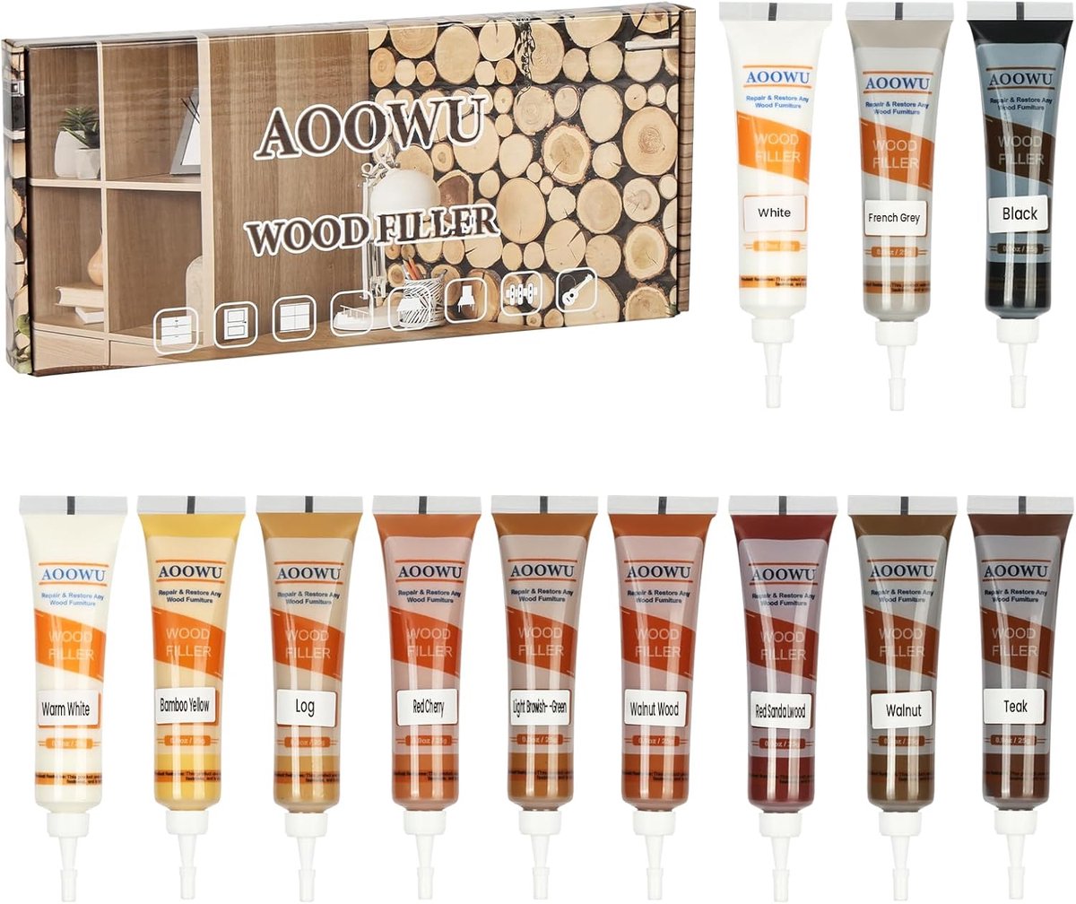 SnelShoppen - Laminaat Hout Parket Reparatie Kit - 12 Kleurige Houten Meubel Reparatie Kit - Laminaat Reparatie voor Vloeren, Tafels, Trappen, Deuren,