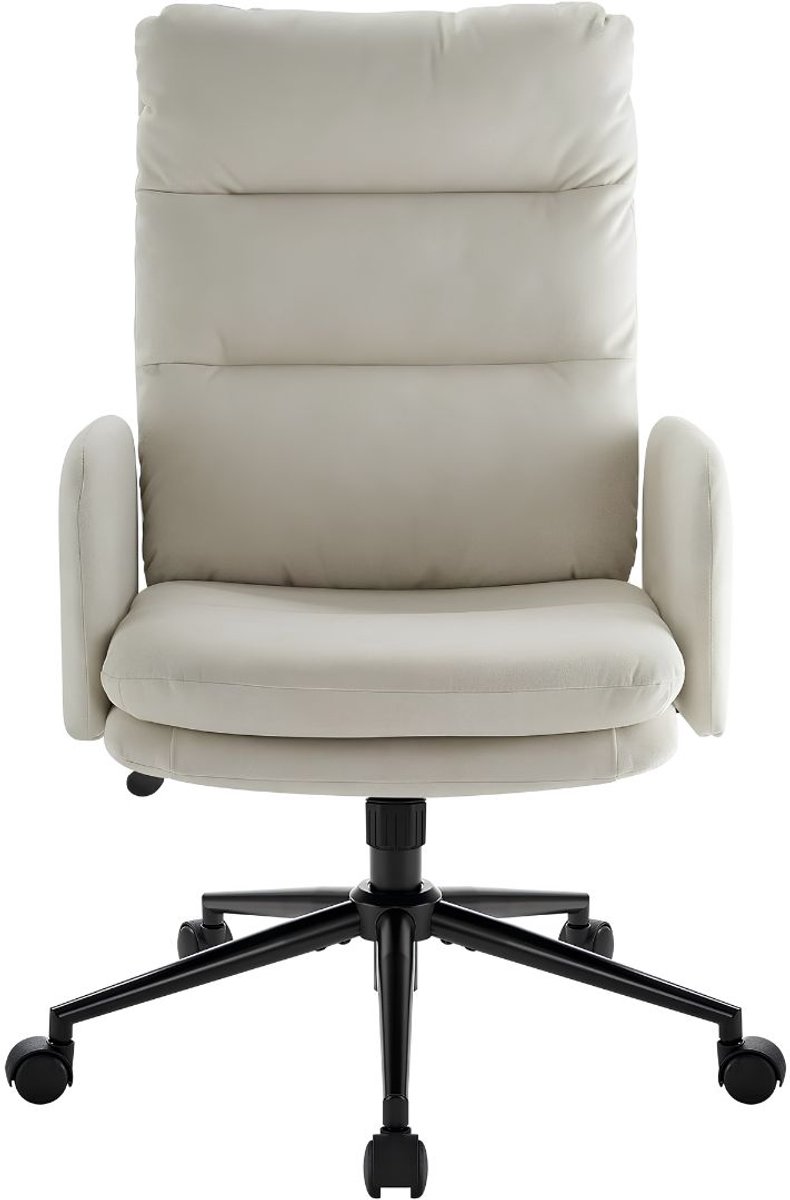 NIVA® Ergonomische Bureaustoel - Max.136kg - Verstelbare Rugleuning - Bureau Stoel - Beige - 72cm x 72cm x 106cm