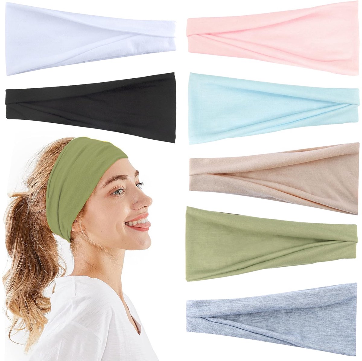 7 stuks dameshoofdbanden, brede hoofdband, antislip haarbanden, elastische hoofdband, dunne zomerhoofdband, workout yoga oefening hoofdbanden voor yoga, oefeningen, workout, hardlopen, gym, 10