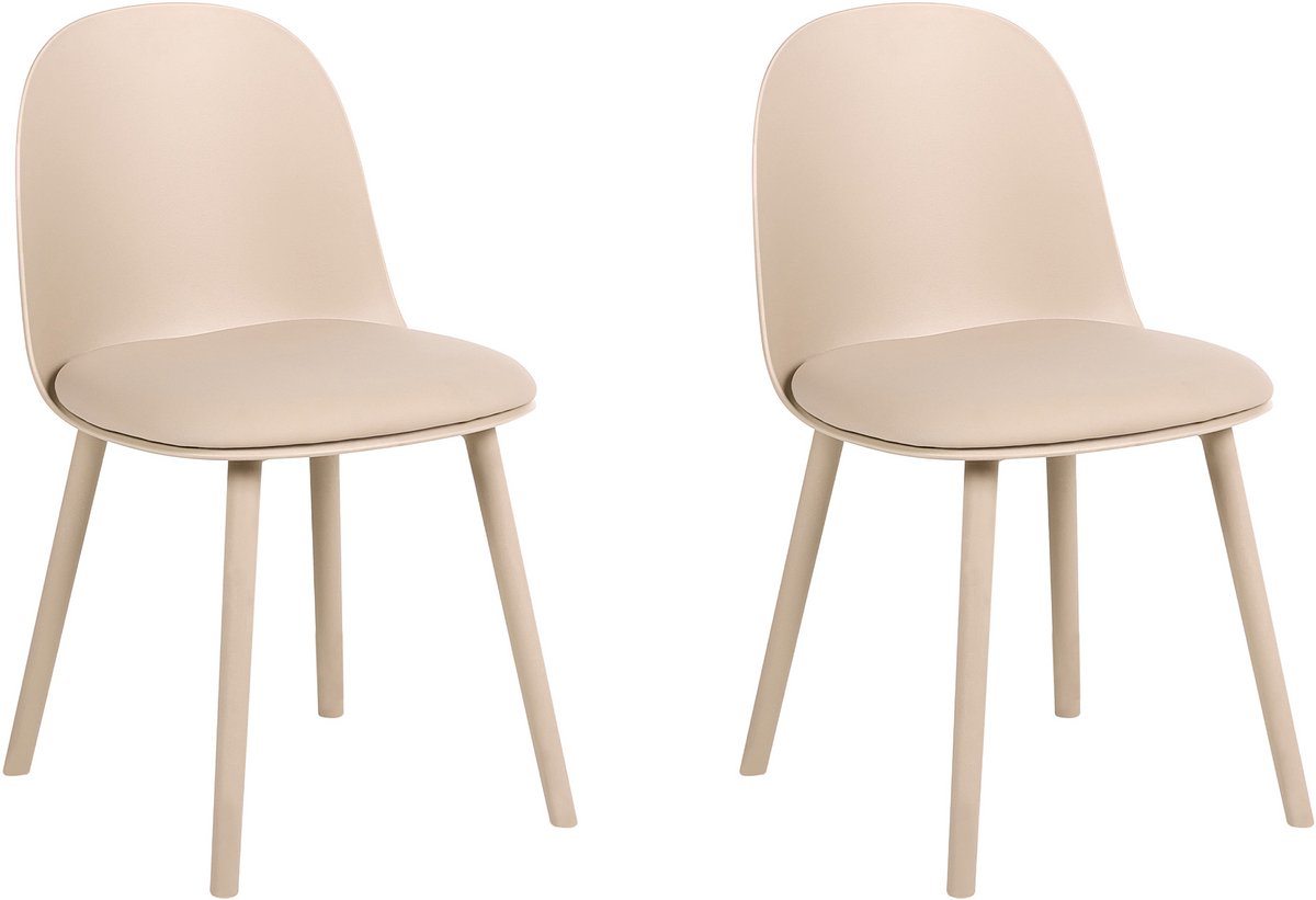 ANKENY - Set van 2 eetkamerstoelen - Beige - Kunstleer