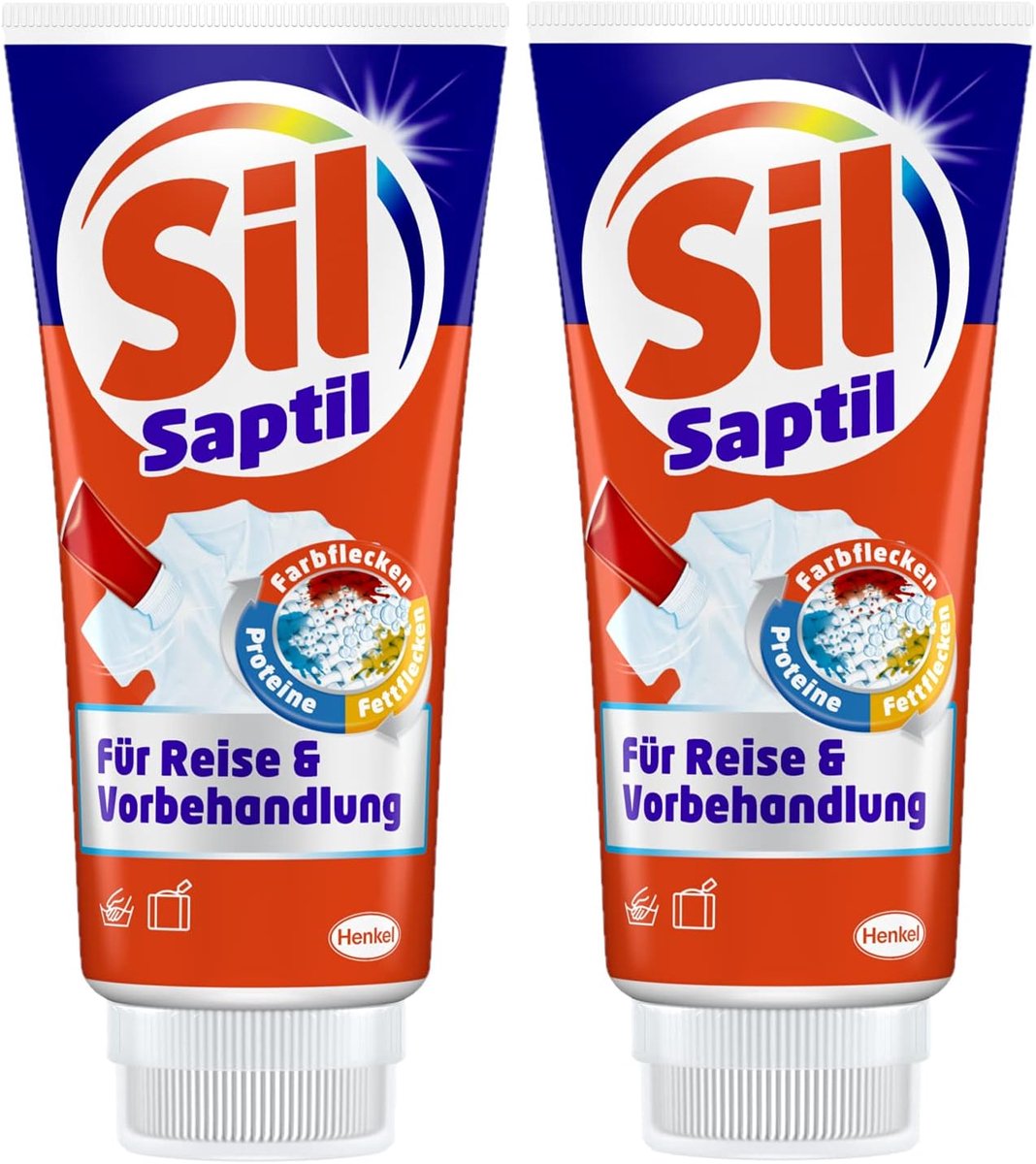 SnelShoppen - Sil Saptil Vlekverwijderaar 2x200ml - Universel Vlekverwijderaar voor Hardnekkig Vuil op Alle Textielsoorten met Turbo-Werking - Ideaal