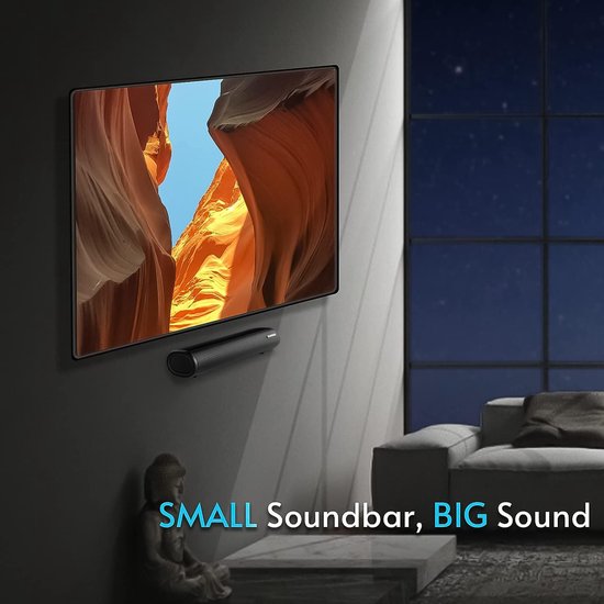 Soundbar voor TV - Kleine Luidspreker - Thuisbioscoop Ervaring - 3 EQ Modi - 50 cm - Zwart — afbeelding 3