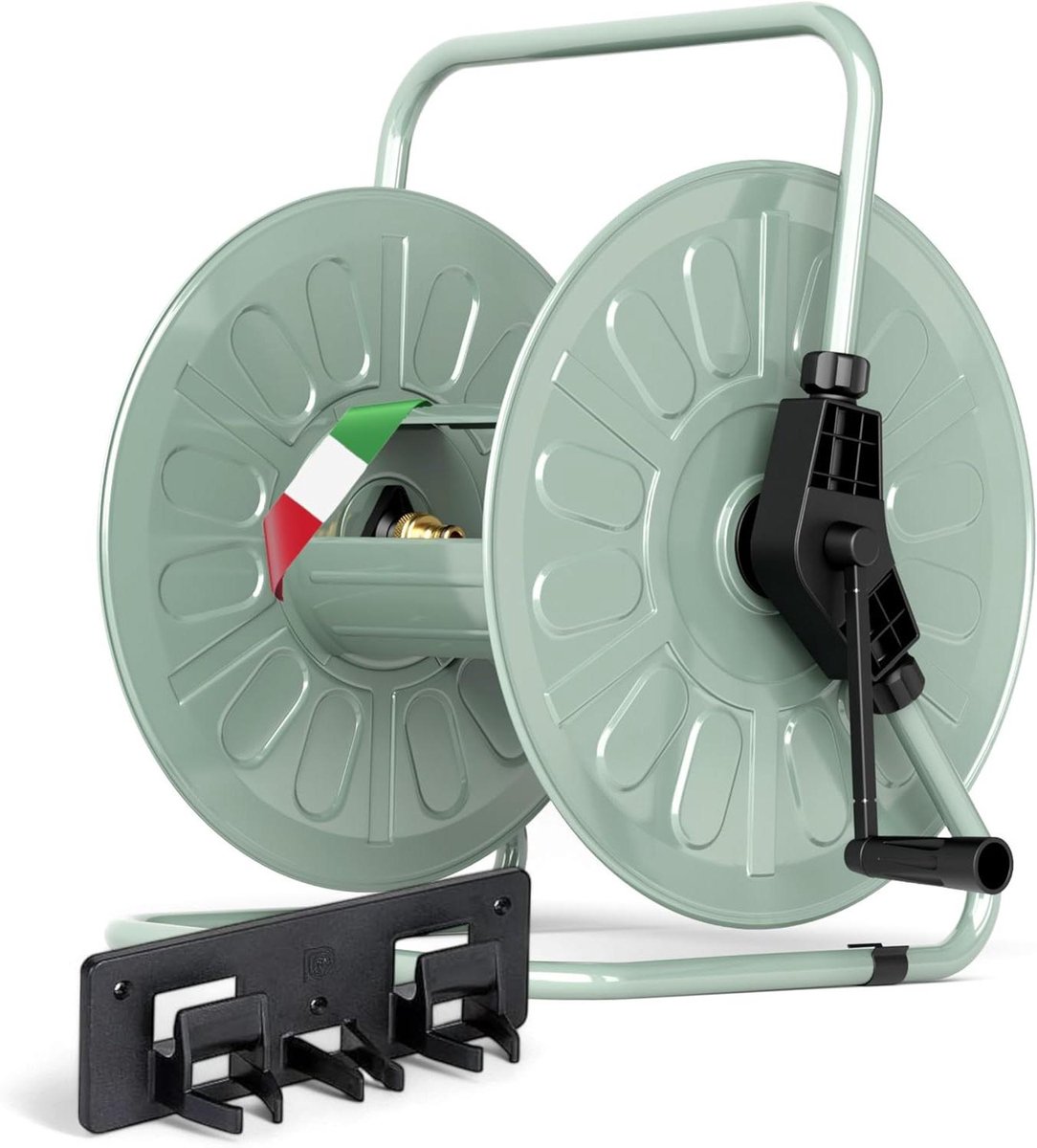 Slanghaspel Metaal - Slanghouder Wand - Tuinslang Opbergen - Gepoedercoat Metaal - Tot 50 meter - Groen