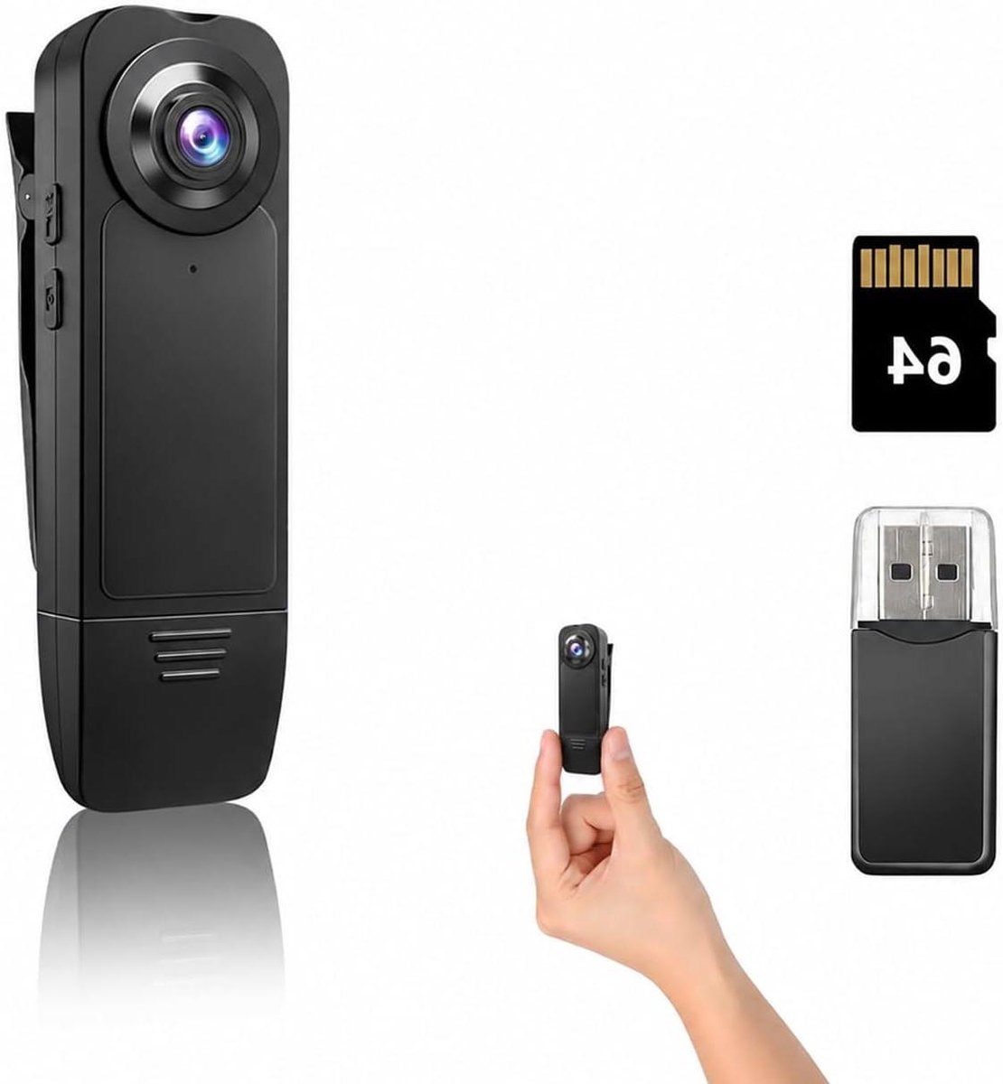 Bodycam - Draagbare camera Zakcamera - Video opnemen - Inclusief 64GB kaart - 1080p - Zwart