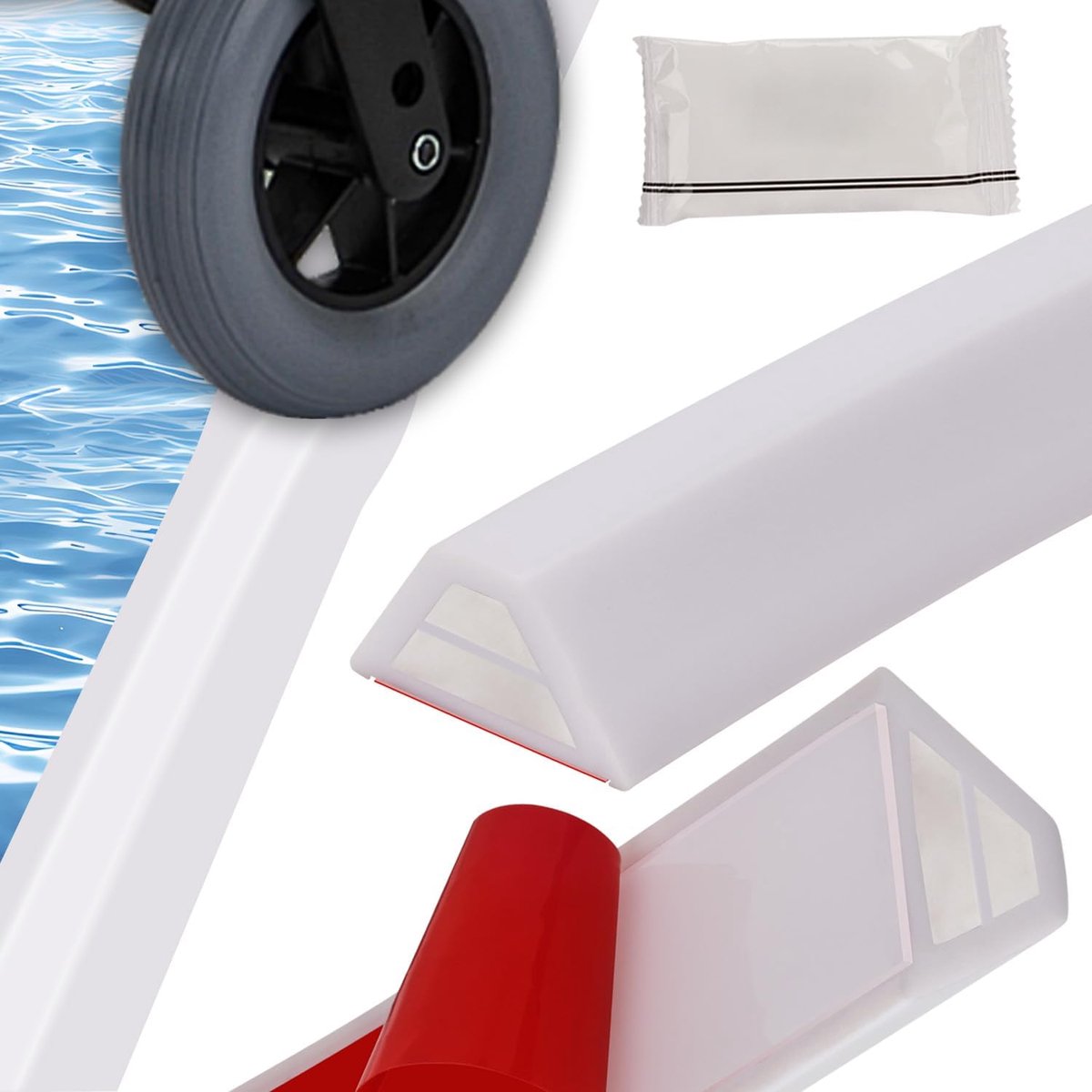 flexibele siliconen, douchebescherming, zelfklevend, eenvoudig op maat te snijden, rolstoelvriendelijk design (wit, 2,6 m)