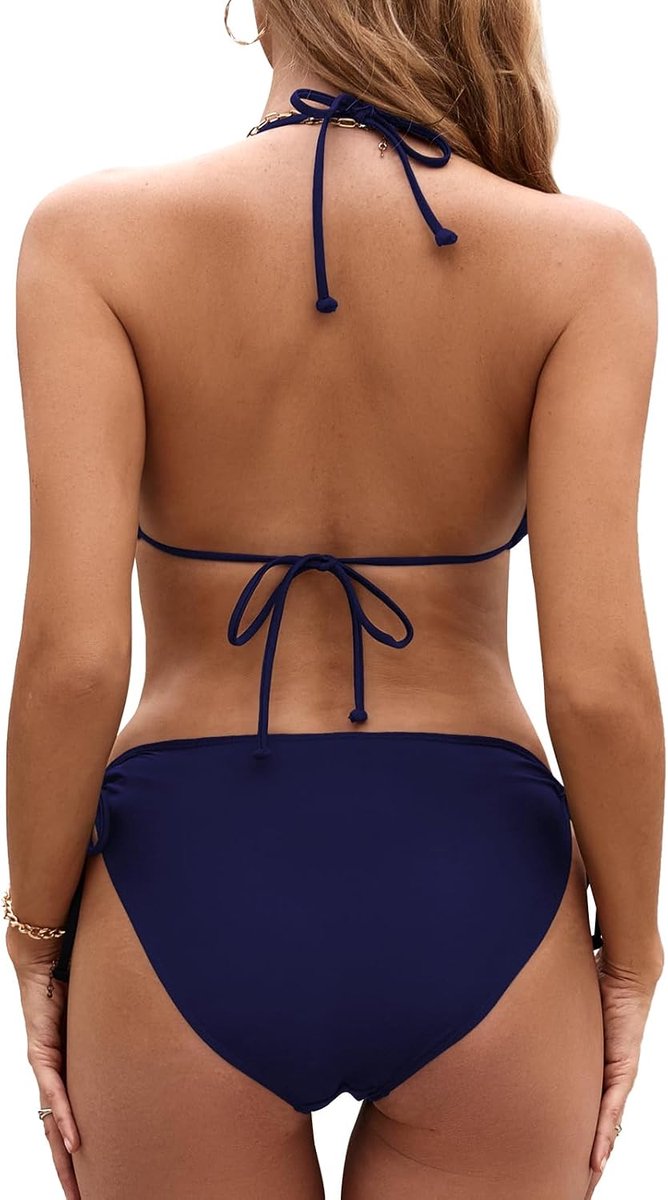 Bikiniset, driehoekige tanga, badpak, bloemenpatroon, V-hals, tweedelig