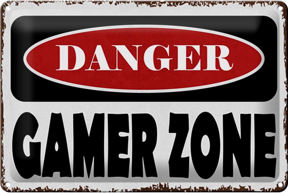 Blechschild Spruch 30x20cm danger Gamer Zone