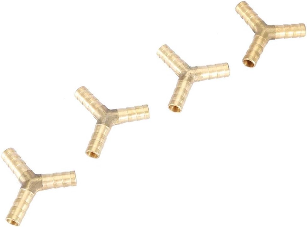 4pcs 8mm Connecteur Barbelé en Y en Laiton à 3 Voies, Raccord en T pour Jointure Raccord Air Gaz Eau