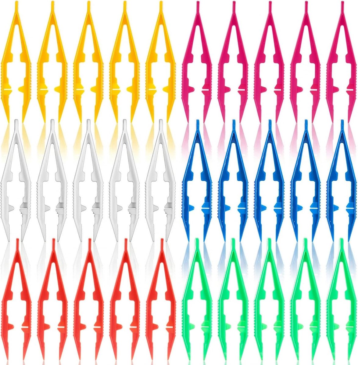 30 stuks pincetten van kunststof, strijkkralen, multifunctionele plastic pincetten voor knutselen, thuis, school, doe-het-zelf puzzelaccessoires, kralen, meerkleurig