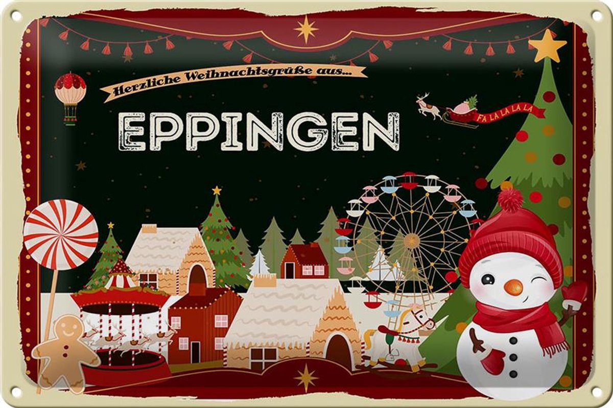 Blechschild Weihnachten Grüße EPPINGEN 30x20cm