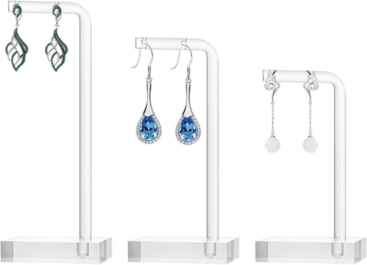 Oorbel Houder - Sieraden Stand - Sieraden Organiseren - L-vormig Ontwerp - 9/11/13 cm Hoogte - Transparant