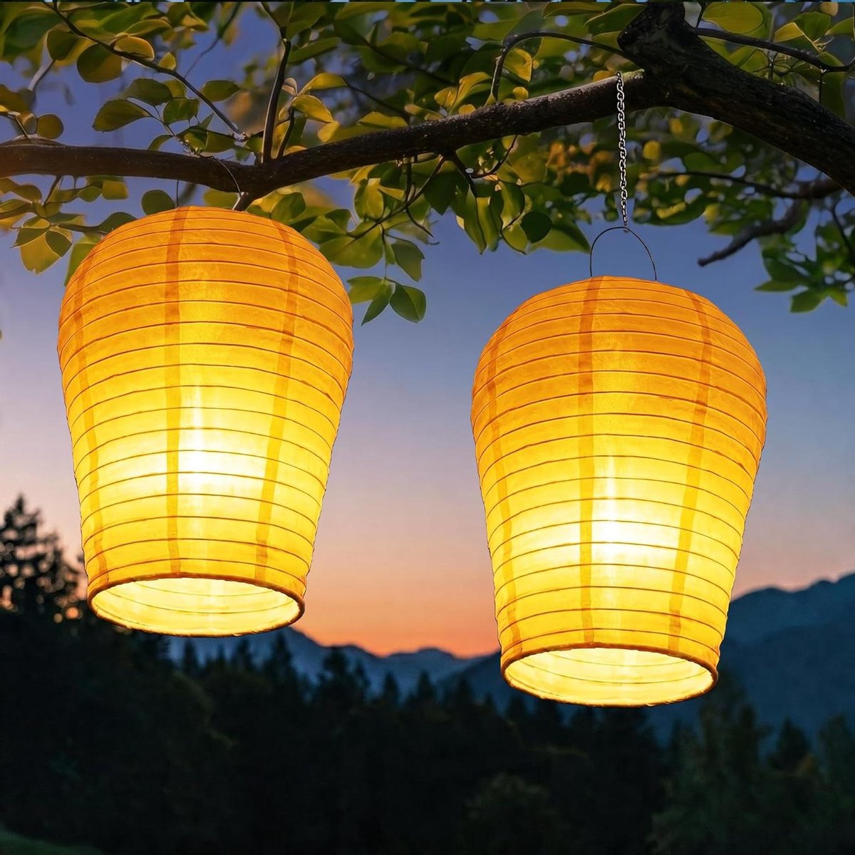 Lantaarns op zonne-energie - Tuinlantaarn hangend - Buiten decoreren - Realistisch vlameffect - 30 cm diameter - Warmwit