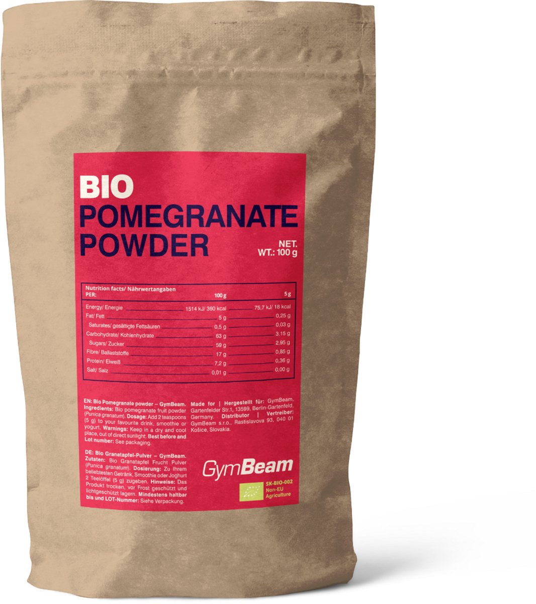 GymBeam BIO Granaatappelpoeder 100 g