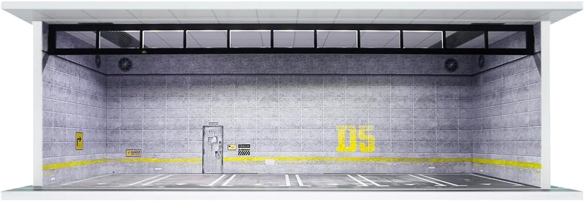1/64 Diorama Auto Garage - Model met LED-verlichting & Acrylafdekking – Parkeerplaats Scène Displaycase voor Diecast-modelauto’s – Ideaal voor verzamelaars en als cadeau (D5)