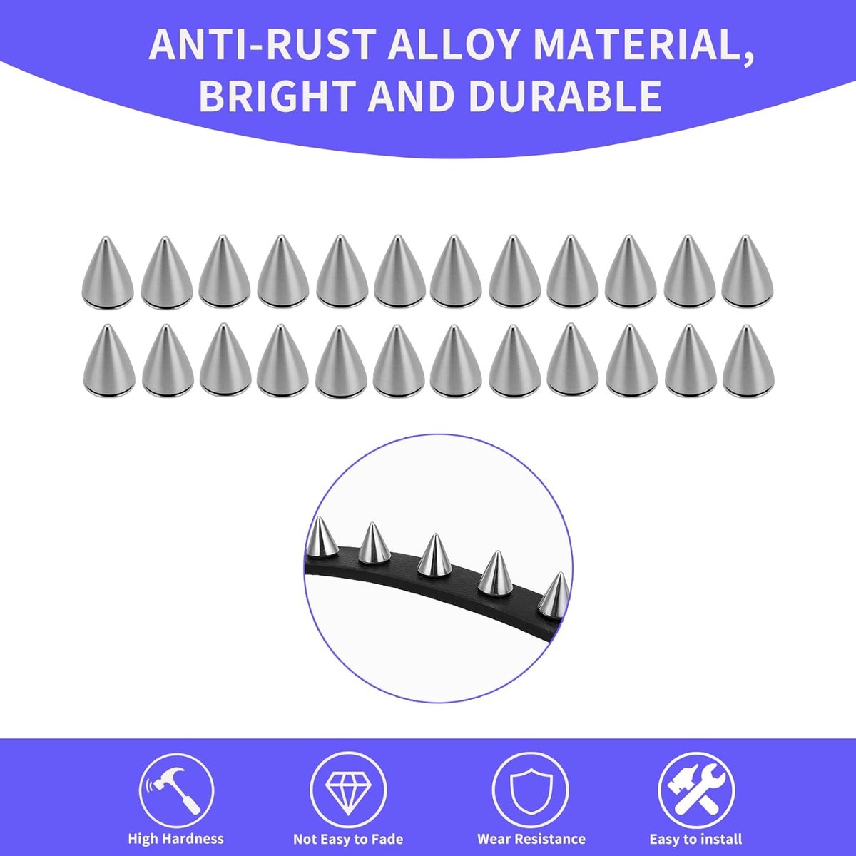 300 stuks siankers set punk noppen, spikes noppen spikes studs, zilveren metalen punk kegel studs, kopnieten schroefnieten set, killernieten voor DIY handwerk tassen kleding schoenen leer