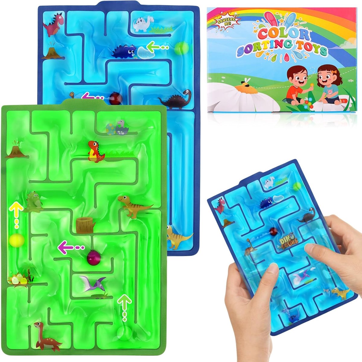 2 stuks labyrint spel sensorisch speelgoed, fidget squishy speelgoed | anti-stress autisme speelgoed voor kinderen en jongeren, angst ADHD speelgoed, kalmerend bij stress en angst