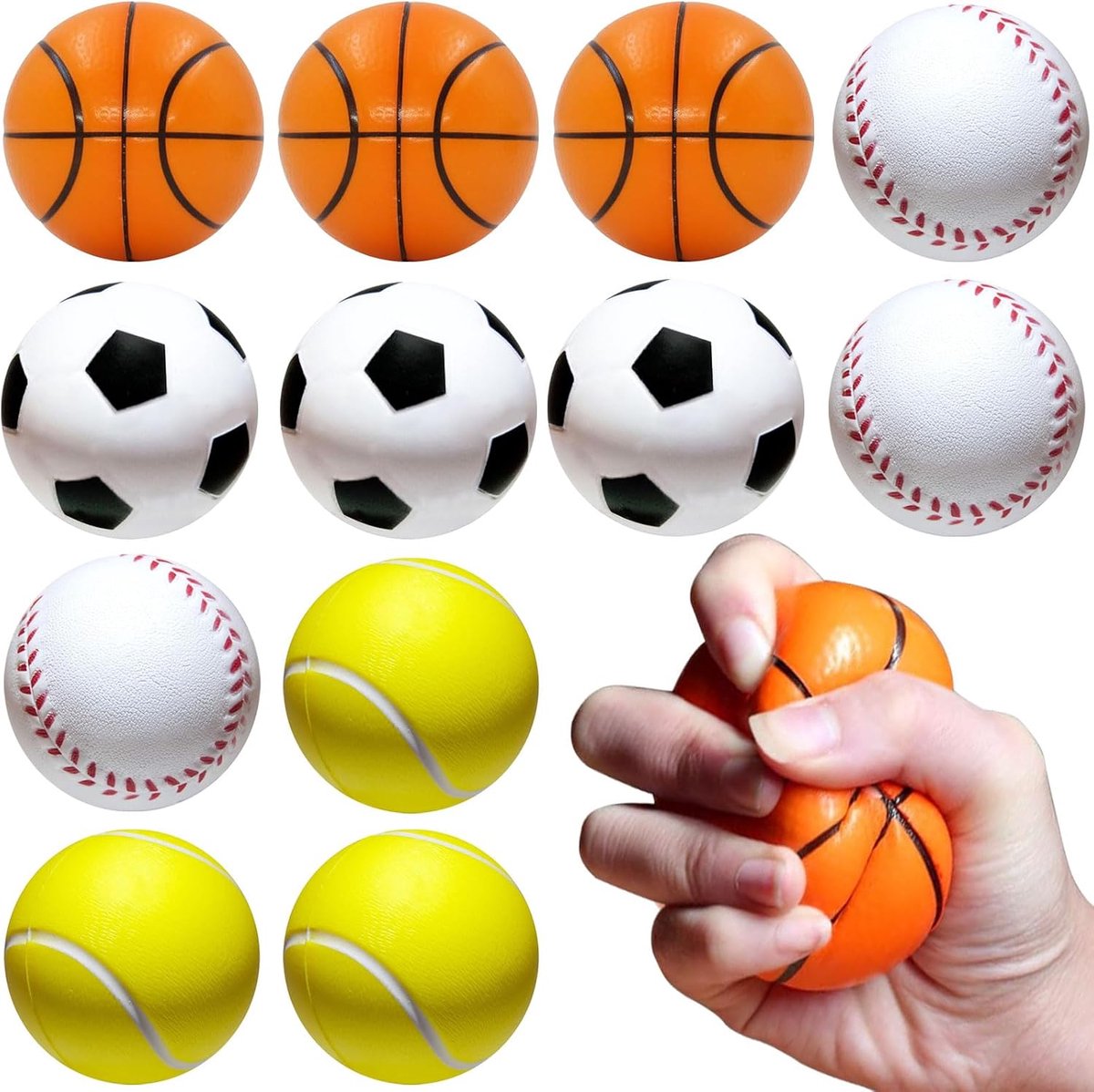 12 stuks mini-sportballen, kinderspeelgoed, schuimsportballen, schuimbal, zacht en comfortabel, verlicht angst, anti-angst, speelgoed, verlichting en ontspanning voor kinderen en