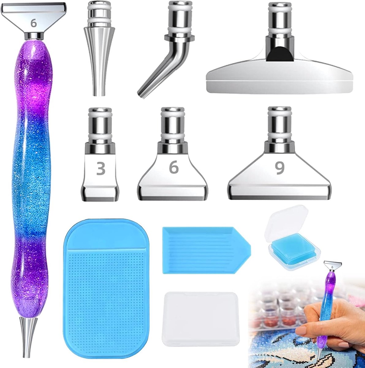 Painting accessoires, pennen, doe-het-zelf 5D diamond painting, stiftkits en gereedschap, kunsthars, diamantschilderstift voor volwassenen en kinderen, kunsthandwerk, met 6 stuks