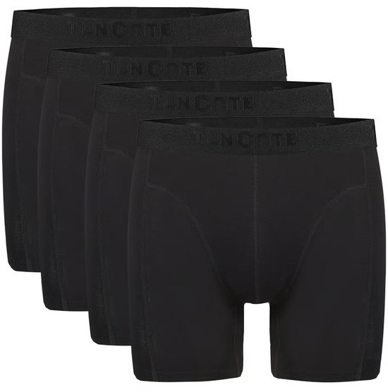 Zwarte Ten Cate boxershorts in een 4-pack, met elastische tailleband met logo.