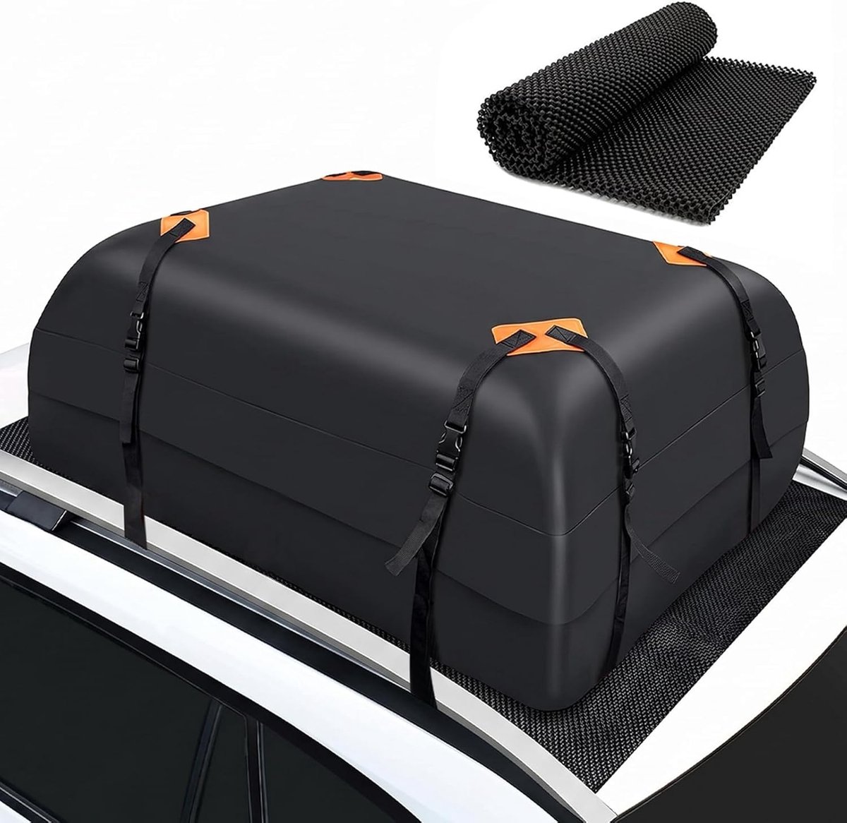 Dakbox voor de auto, 425 liter, opvouwbare dakboxen met antislipmat, 420D dakbagagetas, waterdichte dakbagagebox, autodaktas voor bagagetransport
