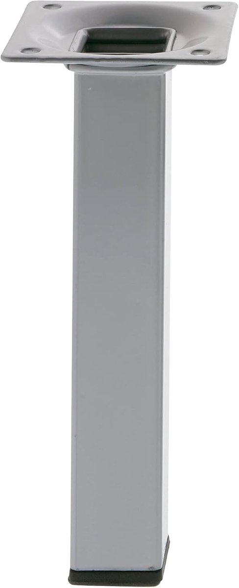 Poten - Model 3-25 x 25 x 250 mm - Met stelschroef - Op 4 punten vast te schroeven - Draagvermogen tot 15 kg per poot - Zilverkleurig staal