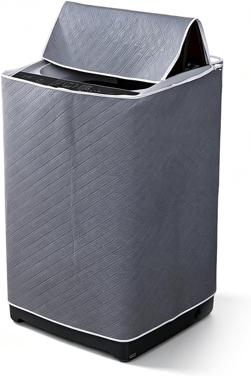Wasmachineafdekking, waterdicht, stofdicht, bescherming voor wasmachine en droger, met ritssluiting, uv-bestendig, voor voorlader, binnen en buiten, slanke stofbescherming (grijs)