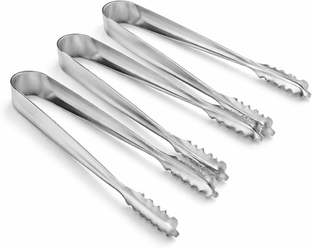 3 x metaal suiker/ijsblokjes tang 15 cm – IJs/suikerklontje tang – duurzaam staal – 3 stuks