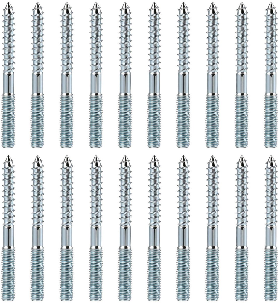 20 stuks schroeven met dubbele schroefdraad M8 x 80, bouten draadstang, duurzame bevestiging voor hout, beton en meubels, robuuste en veelzijdige montagepluggen, roestvrij staal