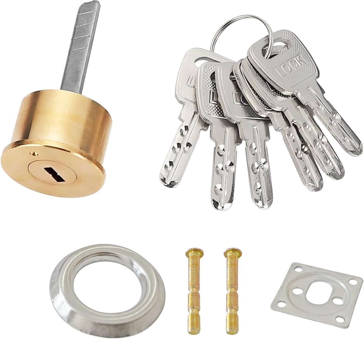 1 Stks Vervanging Velg Cilinde Met Sleutels, Gepolijst Messing Rim Cilinder Lock Voor Standaard Deuren, Veiligheid Deuren