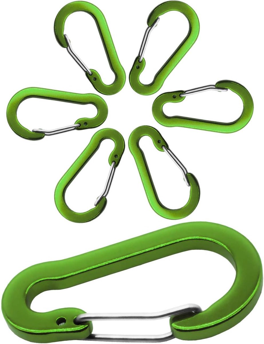 Aluminium karabijnhaak 5 cm materiaal karabijnhaak clip haken 6 stuks groen