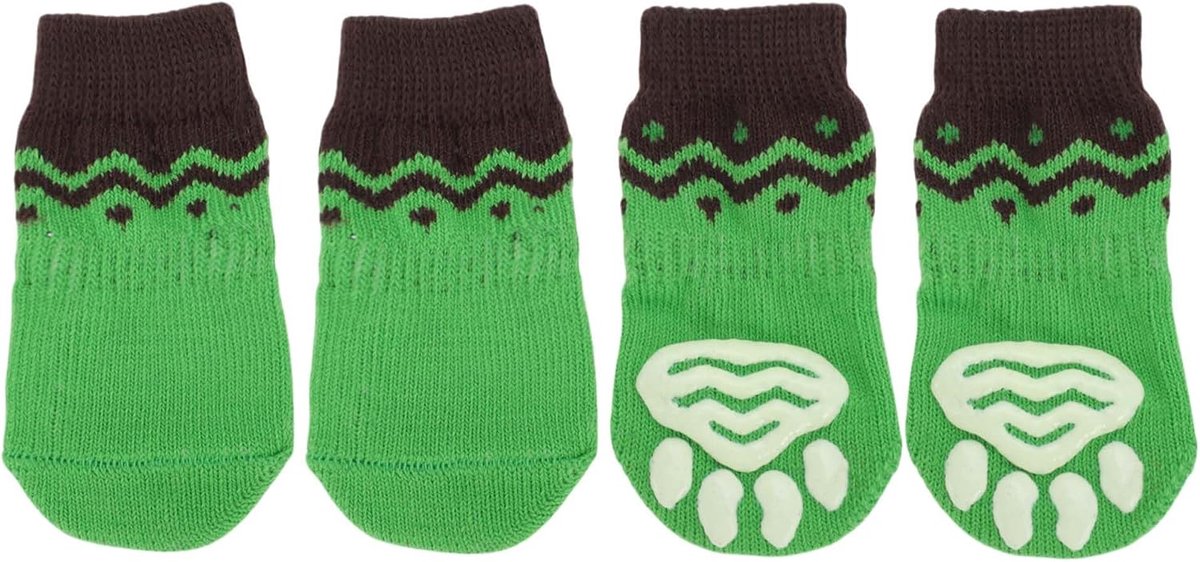 antislip, zwart, groen, voor honden, katten, huisdieren, indoor, pootbescherming en tractie dankzij siliconengel voor honden en katten, 1 set (4 stuks), groot