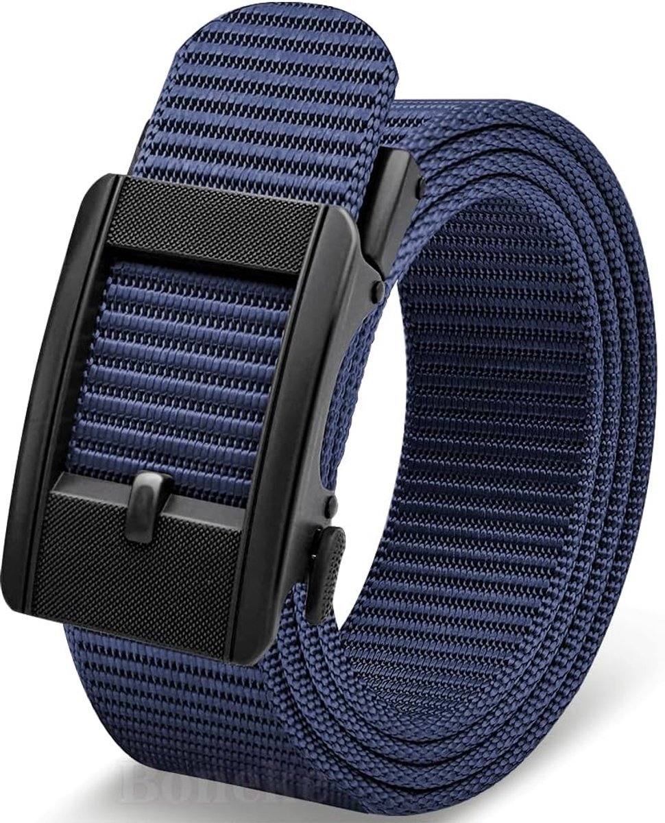 Riemen met automatische ratchet gesp - geen gaten verstelbare nylon webbing riem voor golf, buiten, EDC