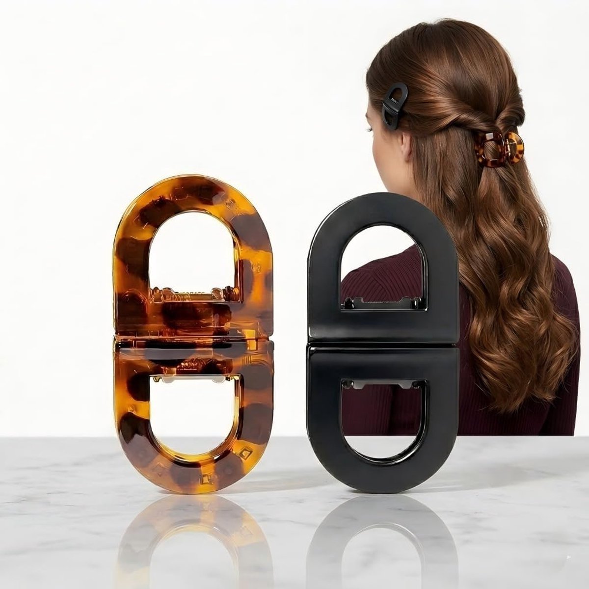 2 stuks magnetische haarspelden, luipaard, platte clips, antislip, haarclip voor dames, voor dun en dik haar, ideaal voor sport, rijden en dagelijks gebruik
