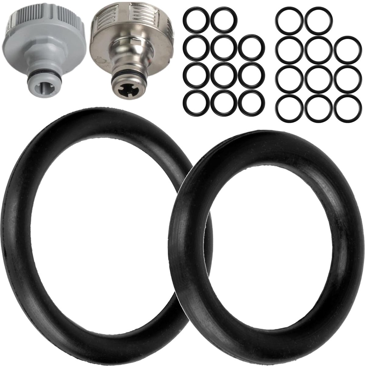 O-ringenset, 24 stuks, voor G 1/2 inch en 3/4 inch tuinsteeksysteem, compatibel met Gardena 21 en 26,5 mm kraanverbinder, Ø 16 x 11 en 22,3 x 17 mm, siliconen, afdichtring voor 5303