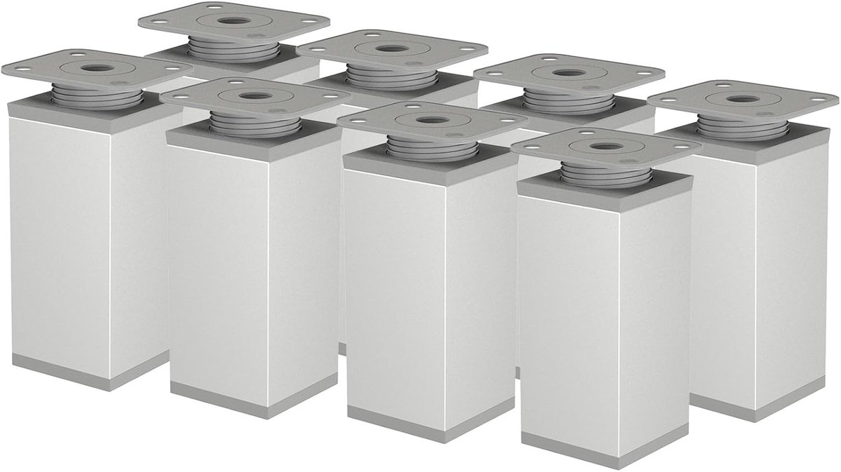 – verstelbare voet voor bank – verstelbare voet voor meubels – 8 stuks – hoekig 40 x 40 mm – reserveonderdelen van metaal – montageaccessoires inbegrepen – 120 mm – zilver