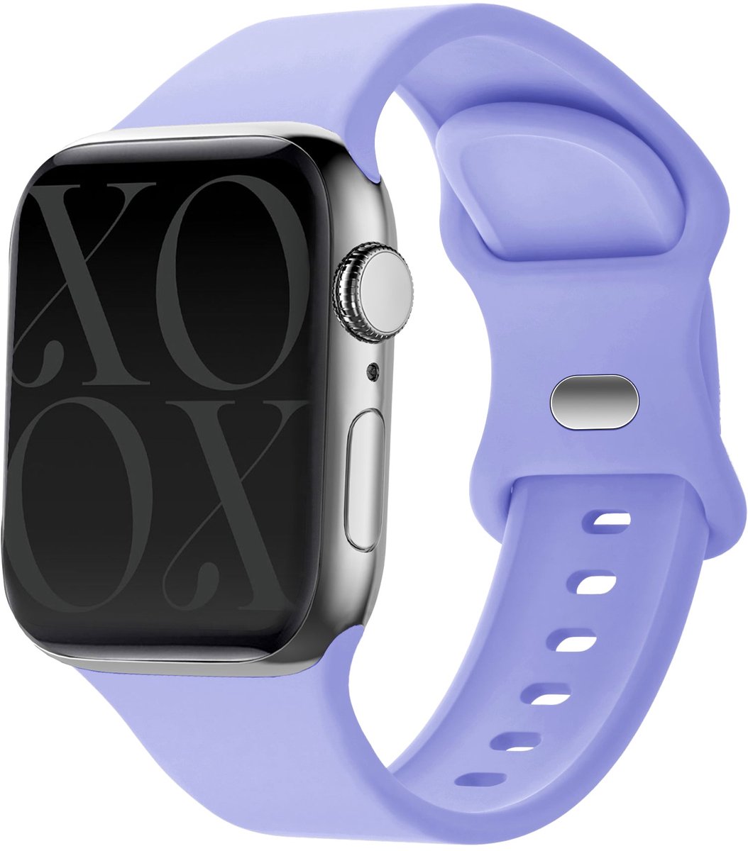 xoxo Wildhearts siliconen bandje - Geschikt voor Apple Watch - Series 1/2/3/4/5/6/7/8/9/10/SE - Maat: 38 mm / 40 mm / 41 mm / 42 mm - Horlogeband - Sport bandje voor iWatch - Lichtpaars