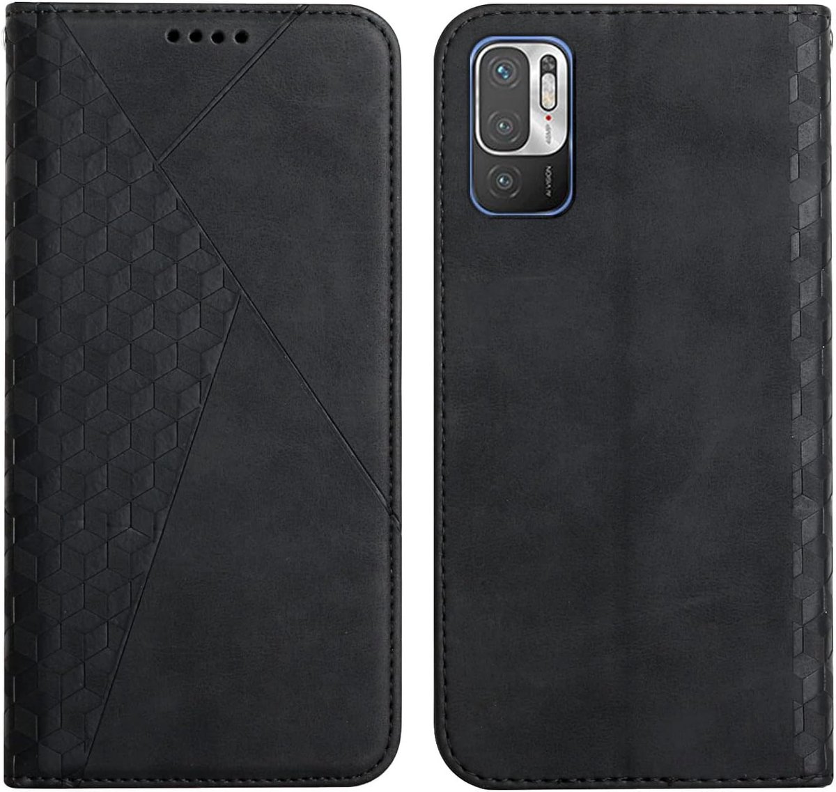 Case Compatibel met Xiaomi Redmi Note 10 5G / 10T 5G / Poco M3 Pro 5G, Flip case lederen portemonnee-hoes met standaard en voor Xiaomi Redmi Note 10 5G / 10T 5G / Poco M3 Pro 5G（Zwart）