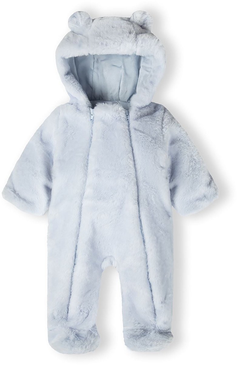 Minoti Baby skipak jongens nepbont capuchon met 3D-oortjes Blauw