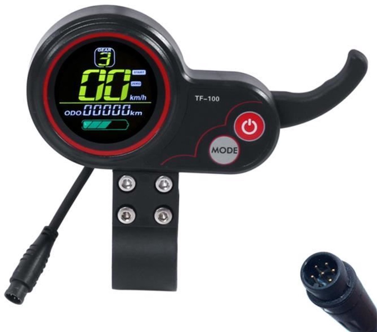 48V TF-100 LCD-snelheidsmeter met accelerometerweergave en 6-pins connector voor de Coolcool M4 elektrische scooter.
