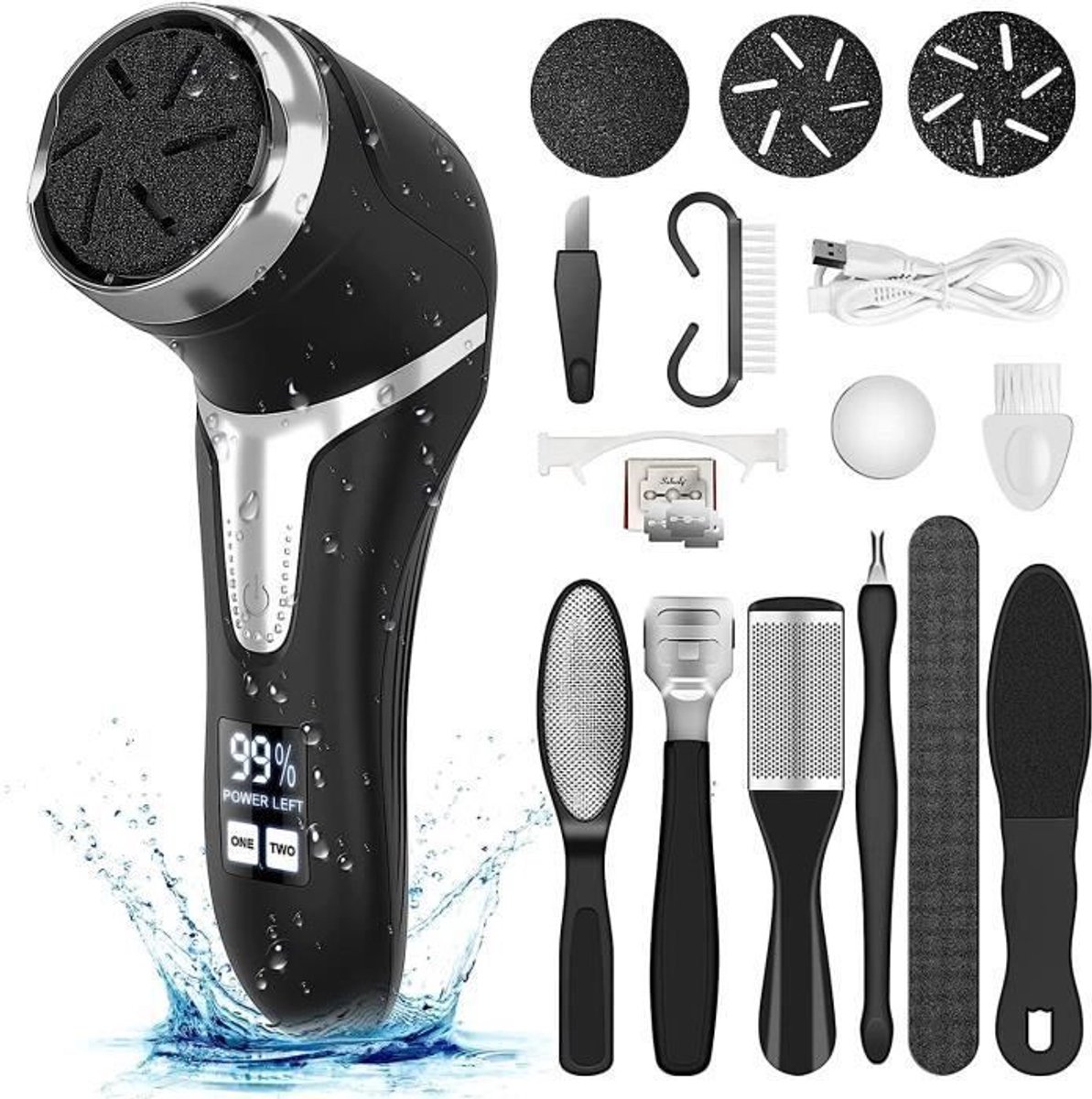 Elektrische pedicurevijl, IPX7 waterdicht - professionele pedicure - oplaadbaar