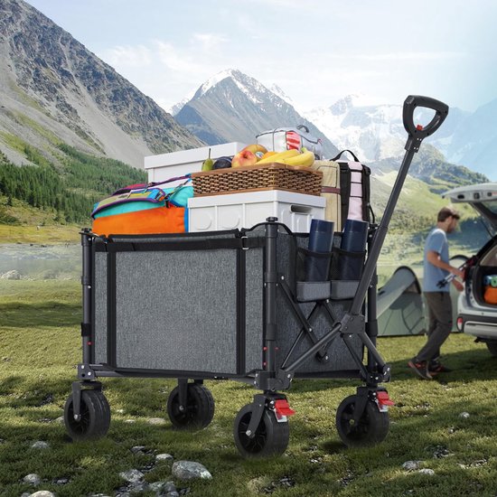 VALI® Bolderkar - 120L Capaciteit - Bolderkar Opvouwbaar - Grote Terreinwielen - Grijs - 44cm x 19cm x 34cm van Vali — afbeelding 5