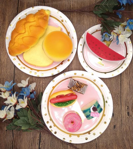 100 stuks 1e feestaccessoireset, verjaardagsfeestborden, set - 25 en 7 cm papieren borden en kopjes rietjes voor feesten, vakantie, Kerstmis, babyshower decoraties — afbeelding 5