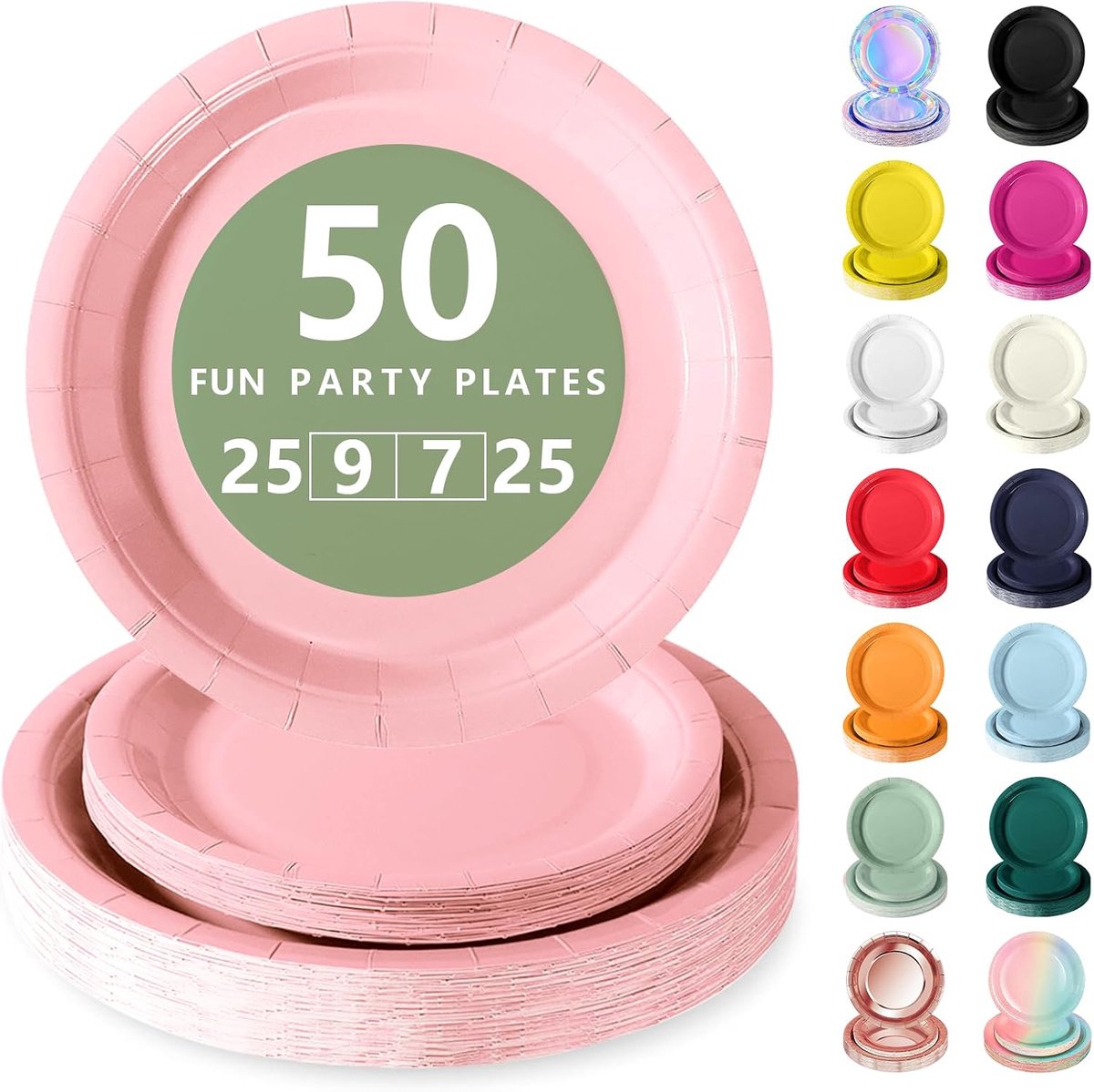 Morandi-Roze Papieren Borden Set - 50 Delig Feestservies - 25 Dienborden 23cm + 25 Dessertborden 18cm - Voor Verjaardagen, Feesten & Gezelligheid